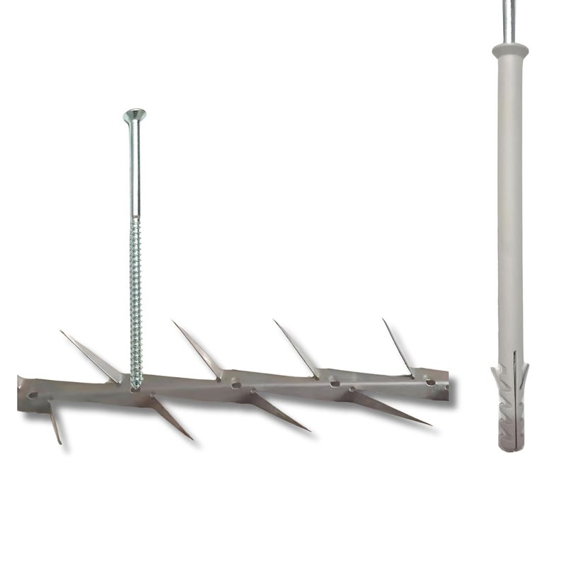 Efficacy HeavyDuty Security Small Wall Spikes 31cm Length with 95cm Screws Silver Pack of 3
