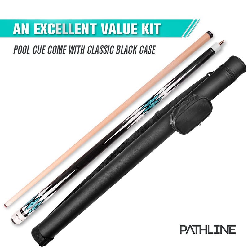 Pathline PLN Pool Cue Kit - 58 inch Canadian Maple Billiard Pool Stick and Hard Case (Blue 21oz) - Image 2