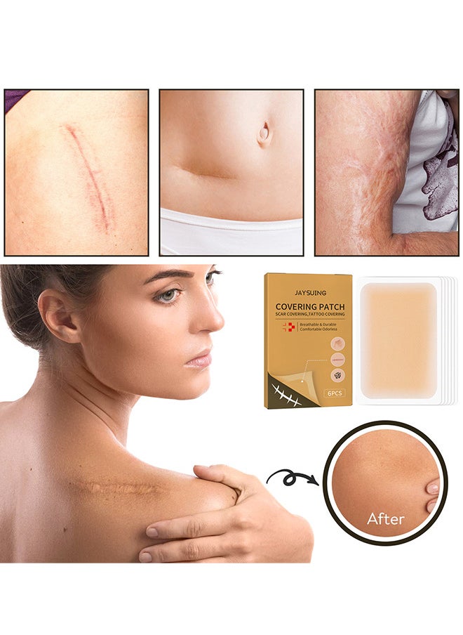 Jaysuing Tattoo Covering Up Sticker Ultra Thin Patch, Tattoo Concealing Tape Breathable And Waterproof Skin Concealing Tape Tattoo Flaw Conceal Sticker Patch Scar Cover Sticker (6PCS Skin Primary Color)  - Image 2