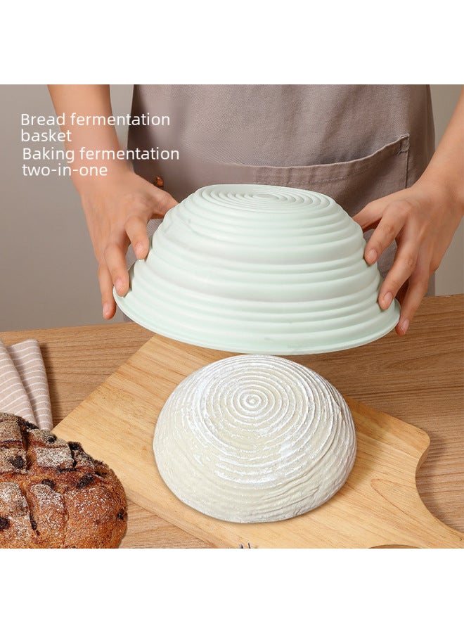 Silicone Bread Fermentation Basket Set Indonesian Rattan Upgraded Foldable Silicone Mold Cake Fermentation Bread Basket-Specifications:Color Box (for Two Rims)-Color:Cream Powder - Image 2