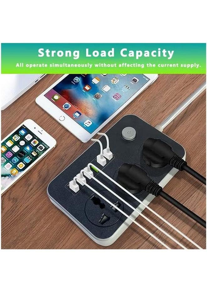 HOMESTAR 9 in 1 Universal Extension Cord with 3 Power Socket and 6 USB Slots, Way Strip Charging slot, Lead 2 meter  - Image 4