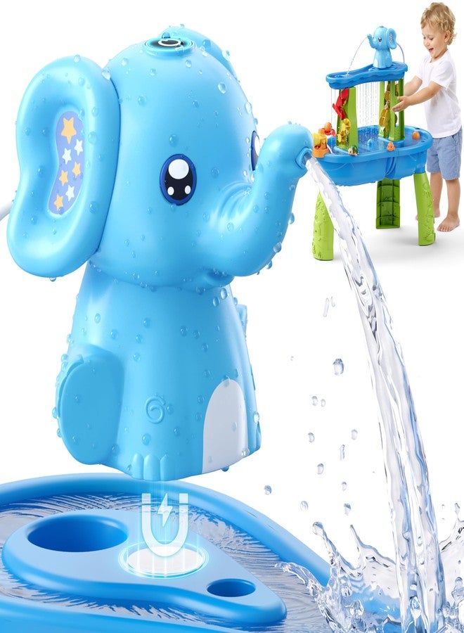 HYES Water Table Pump, Rechargeable Cordless Pump with Magnetic, Elephant Water Pump Continuous Flow, Non-Stop Summer Outdoor Outside Backyard Fun Toys Gifts for Toddlers Kids, Blue - Image 1