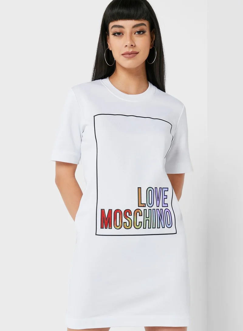 Love Moschino Round Neck Graphic Dress
