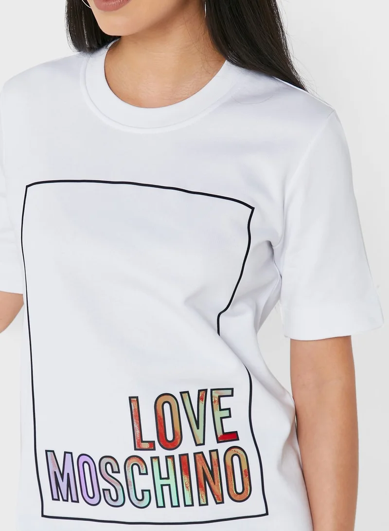 Love Moschino Round Neck Graphic Dress