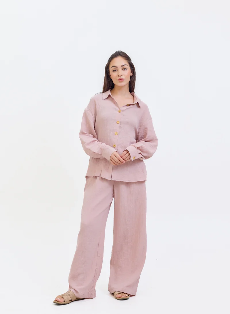 Hassal Button Down Top And Bottom Set