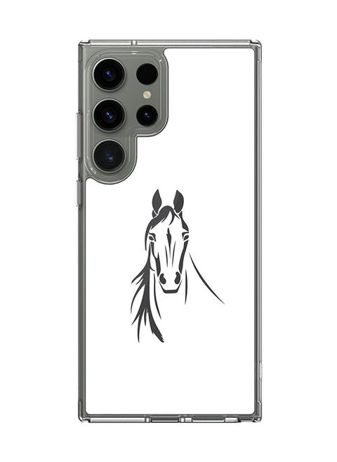 Classic Clear Case for Samsung Galaxy S25 Ultra , Hybrid Soft Case Flexible Edges Anti Drop TPU PC Gel Thin Transparent Cover - Arabian Stallion