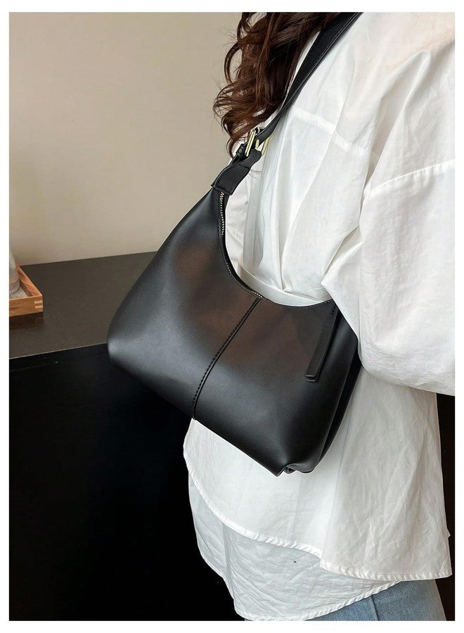 SweatyRocks Women's Leather Shoulder Bags Adjustable Strap Hobo Purse Shopping Handbags Black One Size - Image 2