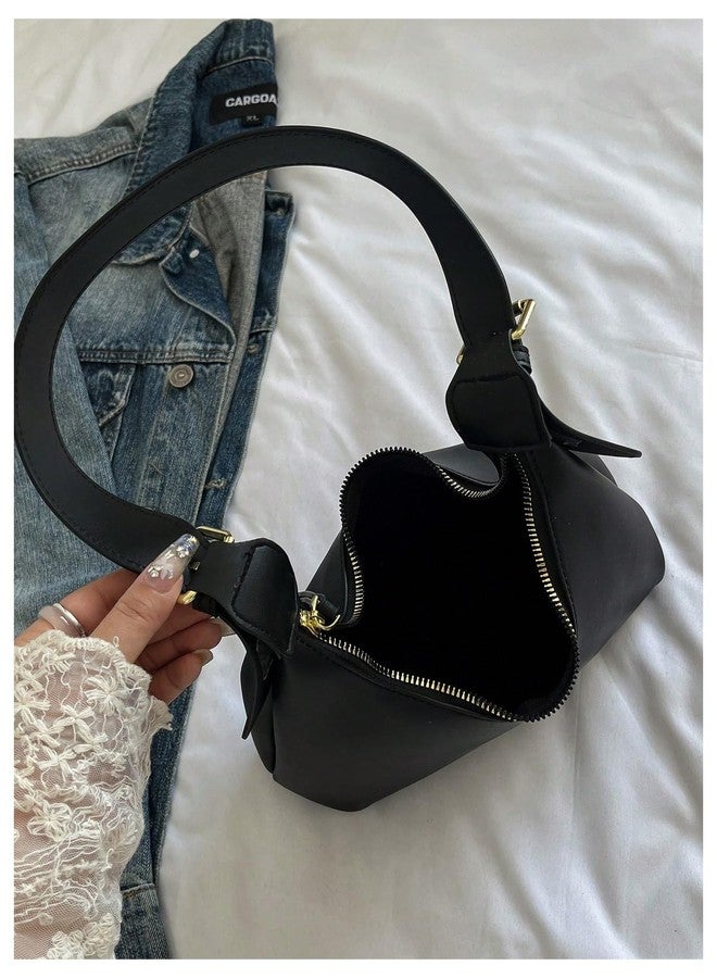 SweatyRocks Women's Leather Shoulder Bags Adjustable Strap Hobo Purse Shopping Handbags Black One Size - Image 3