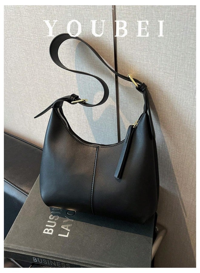 SweatyRocks Women's Leather Shoulder Bags Adjustable Strap Hobo Purse Shopping Handbags Black One Size - Image 4