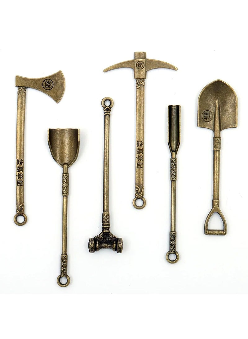 Mini Garden Tools Set 6 Pcs – Miniature Decorative Shovel Hoe Rake Pickaxe Spade Soil Scoop for DIY Crafts, Fairy Garden and Mini Landscaping - Image 2