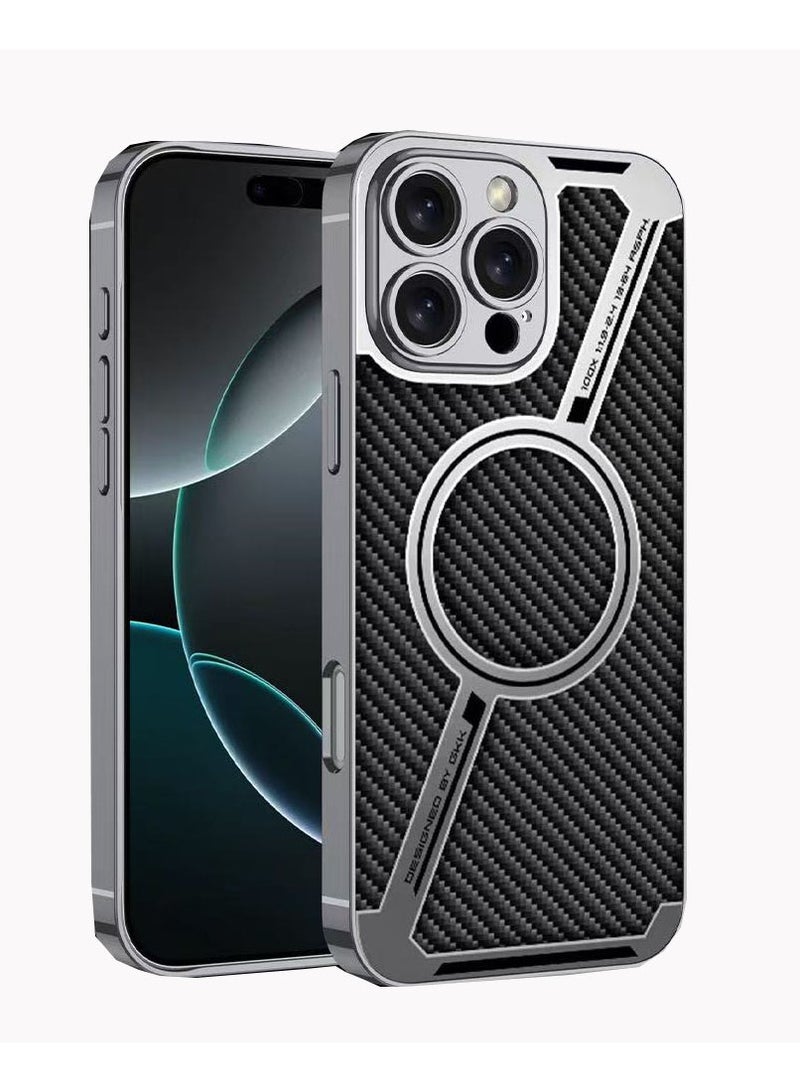 Compatible with iPhone16Pro max Plated Plain Grain Leather Z-Wireless Charging Dock - Image 1