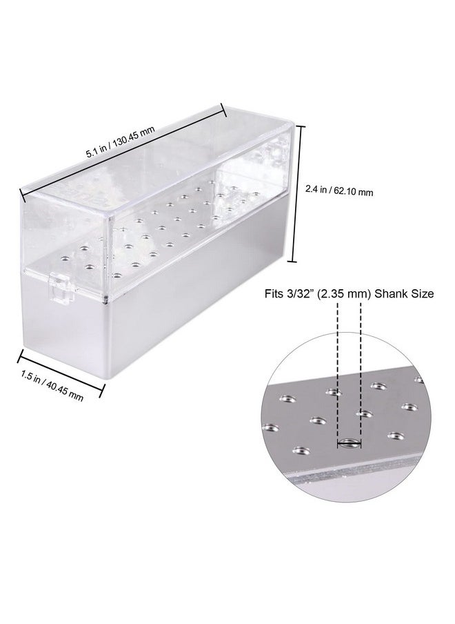 Pana - Nail Drill Bit Holder Stand Display Organizer Dust Proof Storage Container Box Case Tools For Home Use Or Nail Salon (30 Holes Silver) - Image 1
