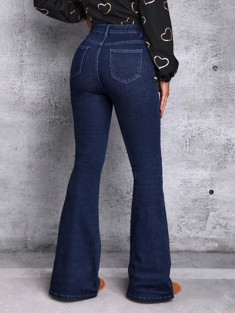 KOTTY Women's Solid Lightweight Navy Blue Fit and Flared Jeans(Blue,L)-KTTLADIESJEANS3027L - Image 4