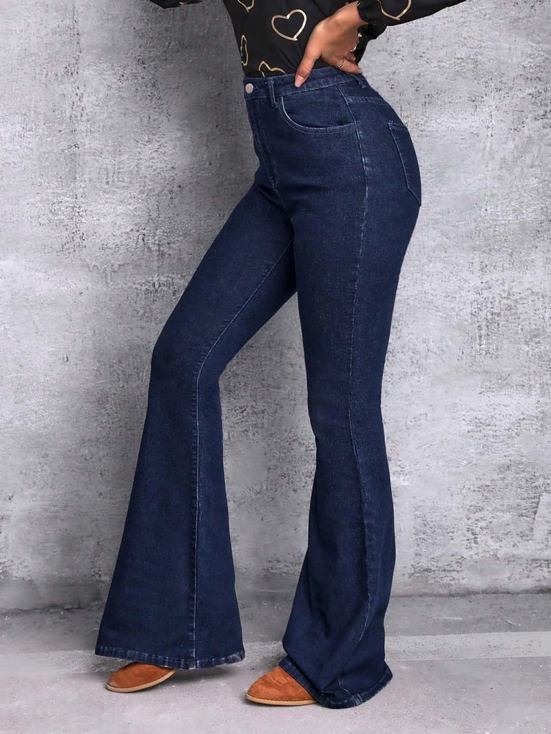 KOTTY Women's Solid Lightweight Navy Blue Fit and Flared Jeans(Blue,L)-KTTLADIESJEANS3027L - Image 5