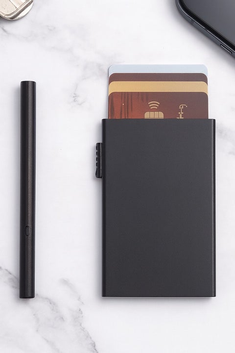 RFID Blocking Metal Card Holder | Slim Pop-Up Wallet with Quick Access for Cards