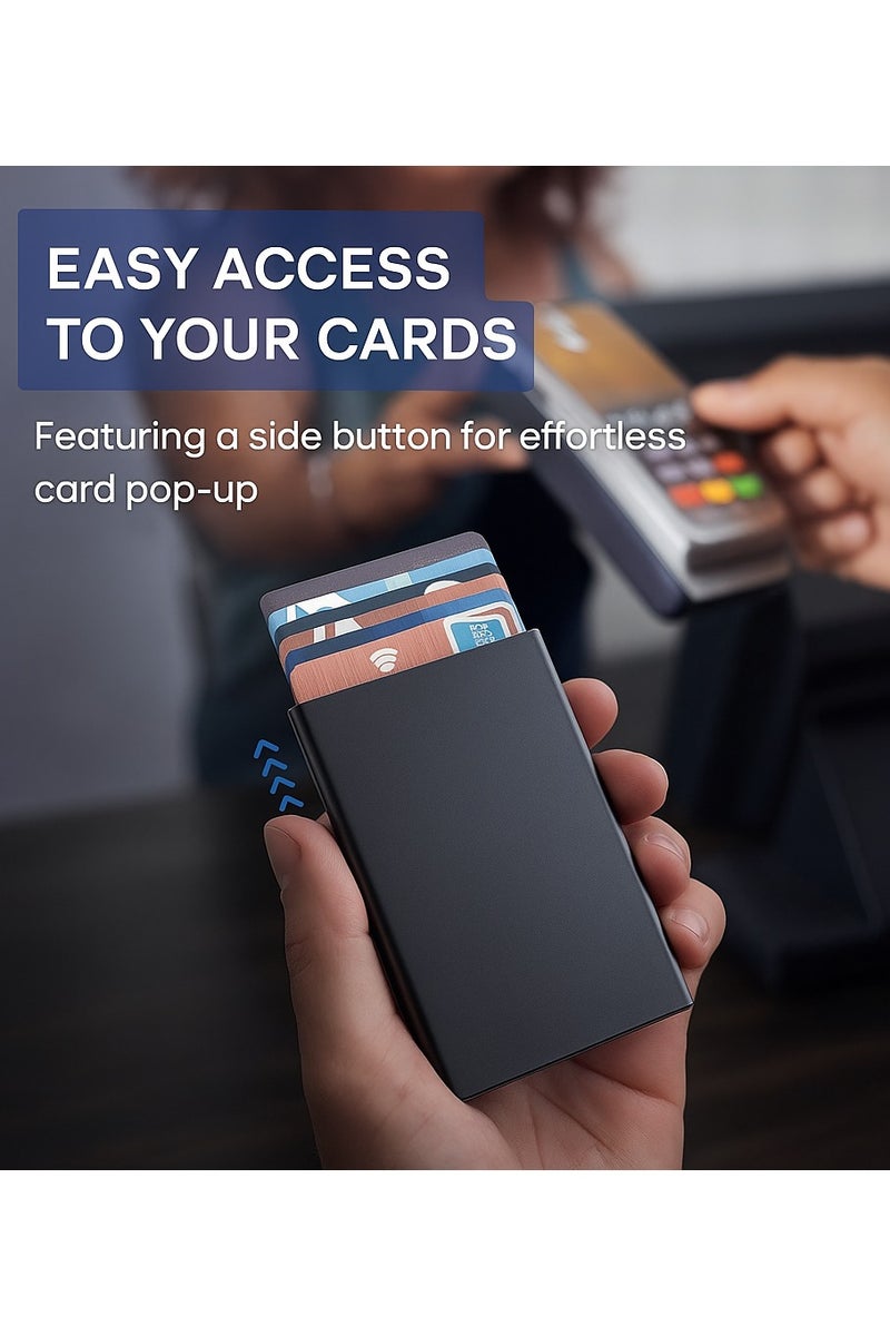 ساراونت حافظة بطاقات معدنية مقاومة للتجسس RFID | محفظة نحيفة بميزة الإخراج السريع للبطاقات - Image 3