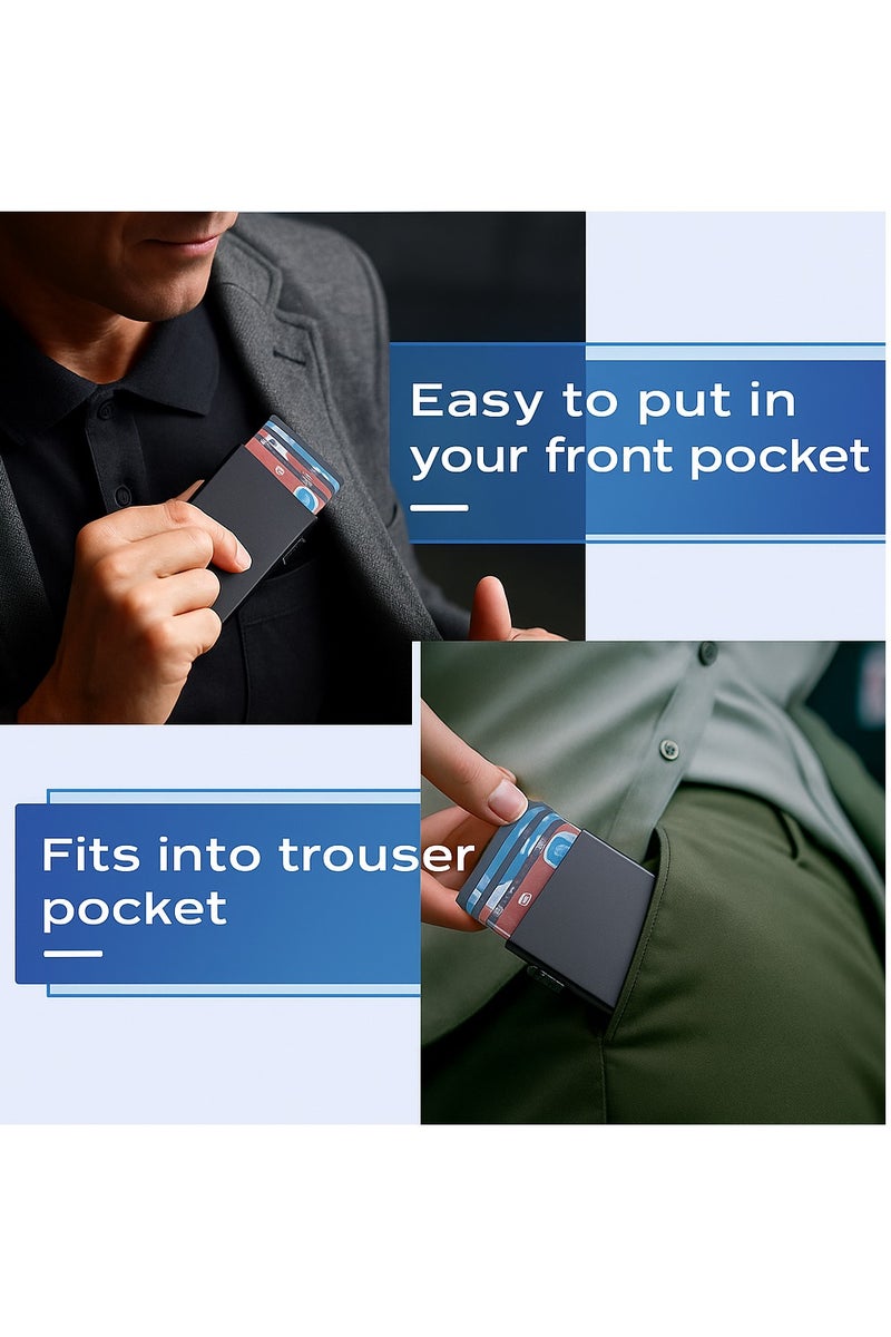 ساراونت حافظة بطاقات معدنية مقاومة للتجسس RFID | محفظة نحيفة بميزة الإخراج السريع للبطاقات - Image 4