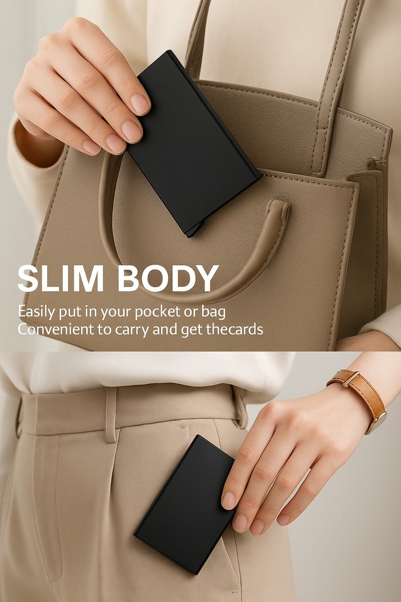 ساراونت حافظة بطاقات معدنية مقاومة للتجسس RFID | محفظة نحيفة بميزة الإخراج السريع للبطاقات - Image 5