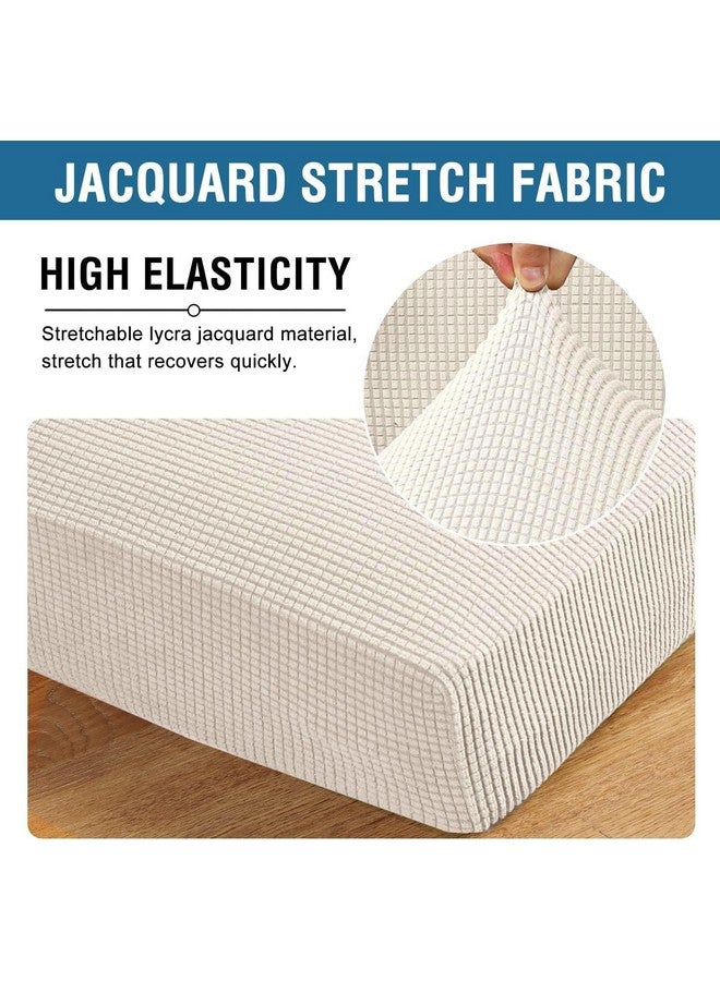 H.VERSAILTEX H.VERSAILTEX Super Stretch Individual Seat Cushion Covers - Sofa & Couch Cushion Slipcover Sets - Thick Jacquard Textured Twill Fabric (3 Piece, Ivory)  - Image 3