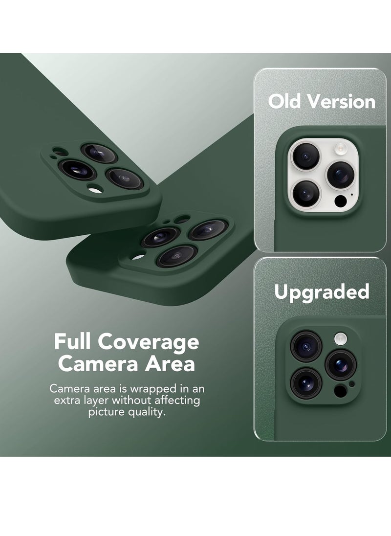 iPhone 15 Pro Max Case Silicone, Compatible with MagSafe, [Camera Protection][2X Screen Protectors] Slim Shockproof Protective Case, Soft Anti-Scratch Microfiber Lining, Alpine Green