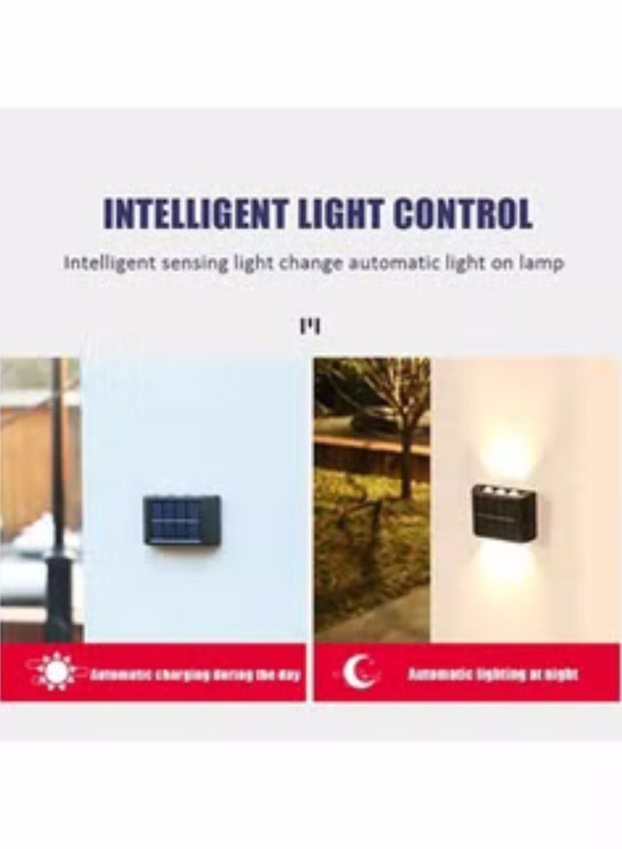 2 قطعة 6 حبات مصباح LED للطاقة الشمسية في الهواء الطلق مقاوم للماء مصابيح الحائط الدافئة تضيء الفناء والحديقة - Image 3