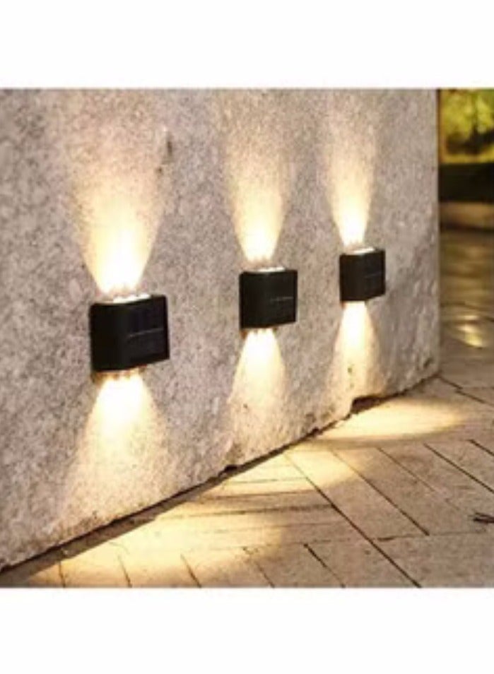 2 قطعة 6 حبات مصباح LED للطاقة الشمسية في الهواء الطلق مقاوم للماء مصابيح الحائط الدافئة تضيء الفناء والحديقة - Image 5