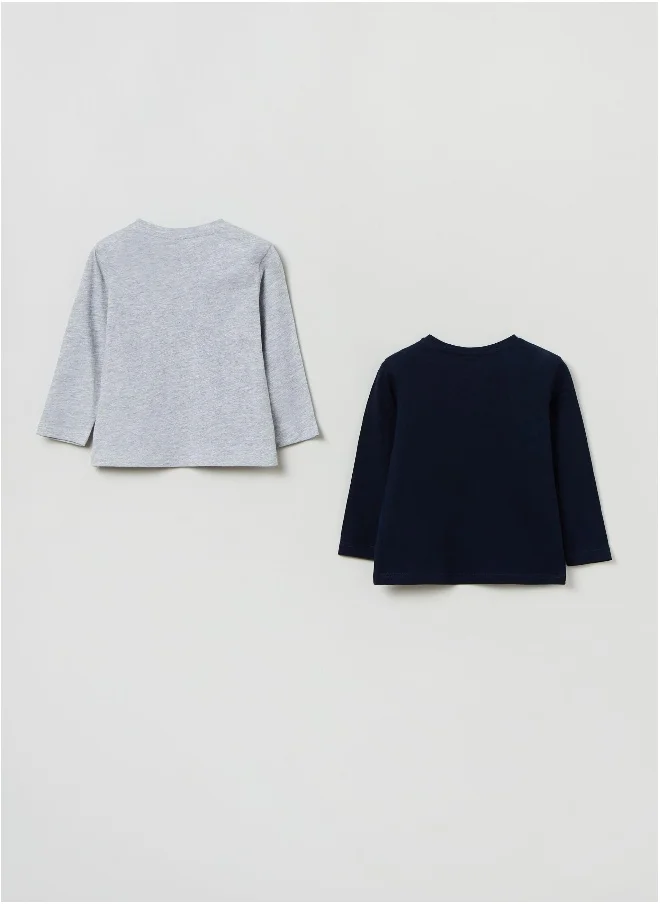 او في اس OVS Two Pack, Long Sleeved, Printed T Shirt