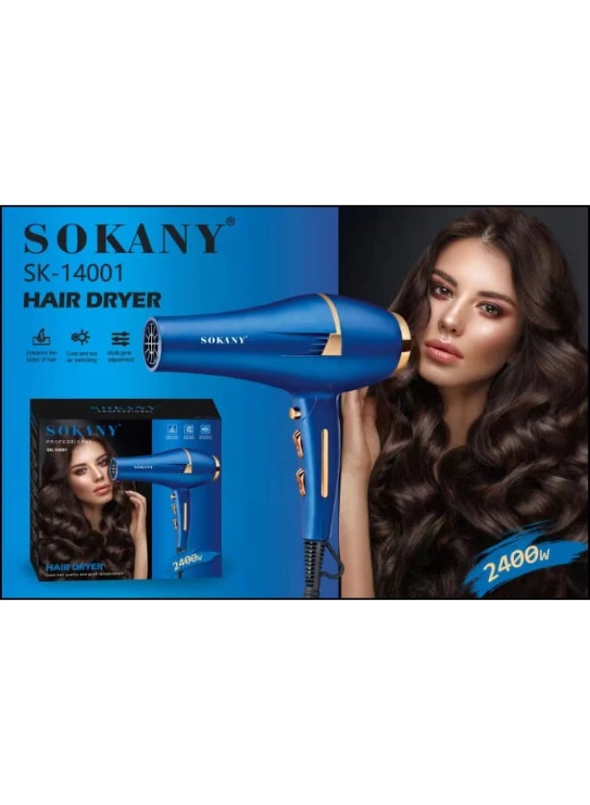 سوكاني SK-14001 مجفف شعر احترافي بقوة 2400 واط – محرك قوي للتجفيف السريع، مستويان للسرعة وإعدادان للحرارة، توزيع متساوٍ للحرارة، خاصية الهواء البارد، تصميم مريح وخفيف الوزن، فلتر قابل للإزالة، حلقة تعليق عملية، يقلل من تطاير الشعر ويمنحه نعومة فائقة، مثالي للاستخدام في الصالونات الاحترافية وللتصفيف اليومي في المنزل – لون أسود. - Image 5