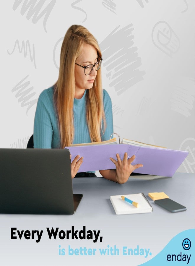 Enday 1.5 Inch Binder, Purple - 1.5 Inch 3 Ring Binder, Round Ring Pastel with Clear View Cover for Letter Size 8.5 x 11'' Paper & 2 Inside Pockets, Ideal for School Supplies, Office, and Home - Image 3