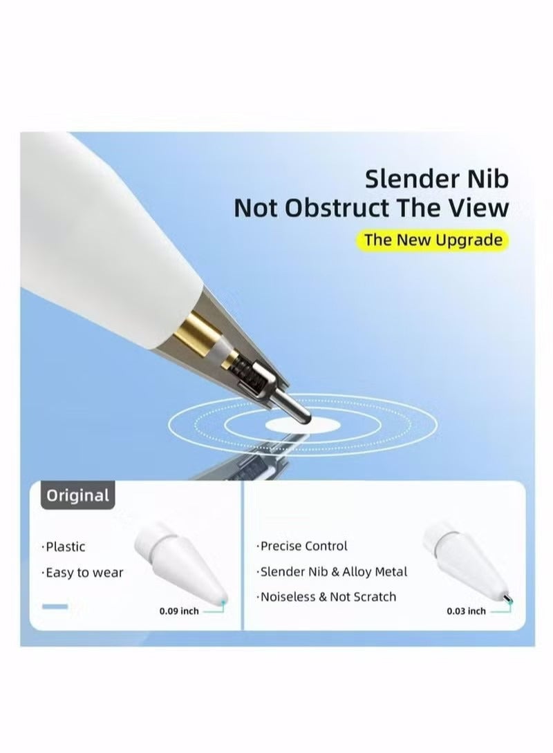 مجموعة نصائح بديلة من 4 قطع مناسبة لقلم Apple Pencil 1st و 2nd الجيل الأبيض ، قلم عالي الحساسية مثل iPencil Nib لا تبلى بلا ضوضاء طرف قلم تحكم دقيق لقلم iPad Pro - Image 3
