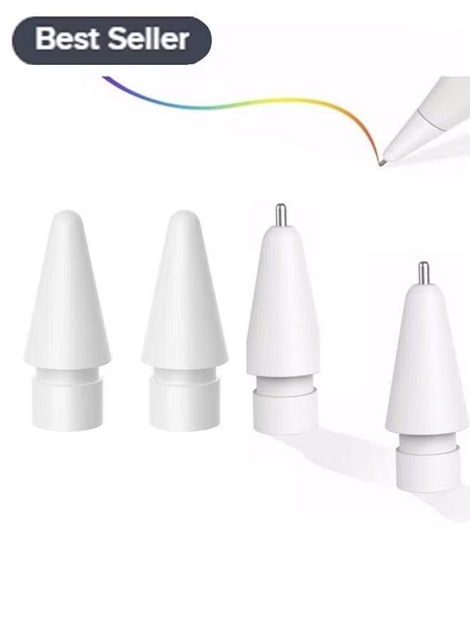 مجموعة نصائح بديلة من 4 قطع مناسبة لقلم Apple Pencil 1st و 2nd الجيل الأبيض ، قلم عالي الحساسية مثل iPencil Nib لا تبلى بلا ضوضاء طرف قلم تحكم دقيق لقلم iPad Pro - Image 1