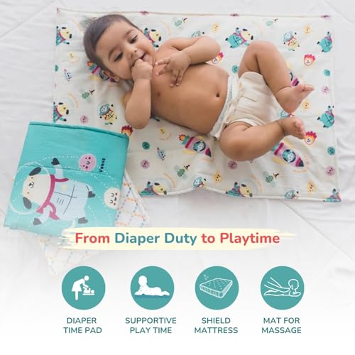 TIDY SLEEP Waterproof Diaper Changing Mat for Newborn Baby | Soft Cotton Top, Foam Cushion & Waterproof TPU Backing | Bed Protector Dry Sheet | Anti-Slip, Machine Washable | 65 x 45 cm - Image 2
