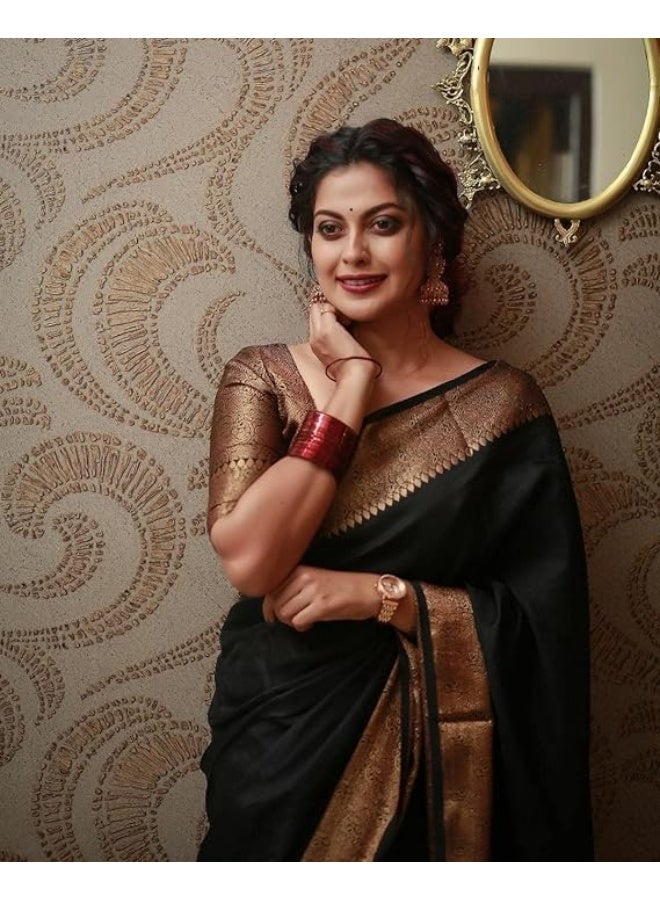 مملكة الإكسسوارات ساري حريمي كانجيفارام ناعم من حرير الليتشي مع قطعة بلوزة - Image 2