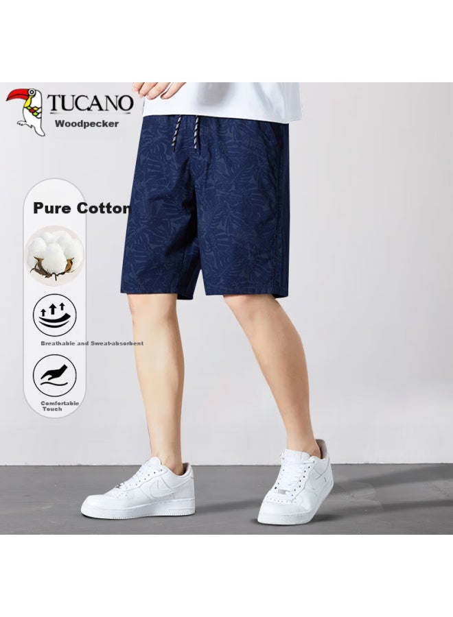 Tucano Men's Shorts, Summer Casual Versatile Pure Cotton Trendy Sports Thin Breathable Five-point Pants, Royal Blue, 4XL - Image 1