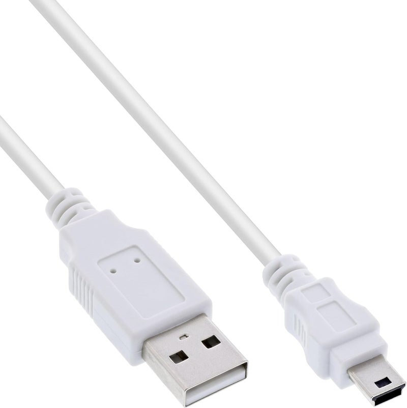 إن لاين كابل USB بطول 1 متر من ، USB A إلى Mini-USB B، أبيض – كابلات USB (1 متر، USB A، Mini-USB B، 2.0، موصل ذكر/موصل ذكر، أبيض) - Image 1