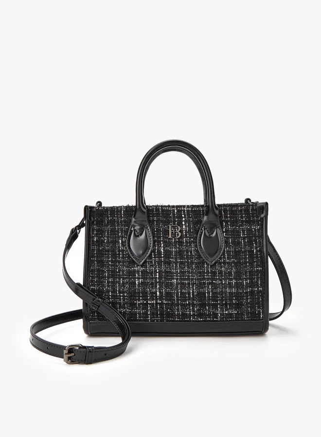 Flora Bella By Shoexpress Textured Tote Bag with Detachable Strap and Zip Closure