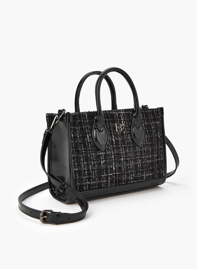 Flora Bella By Shoexpress Textured Tote Bag with Detachable Strap and Zip Closure