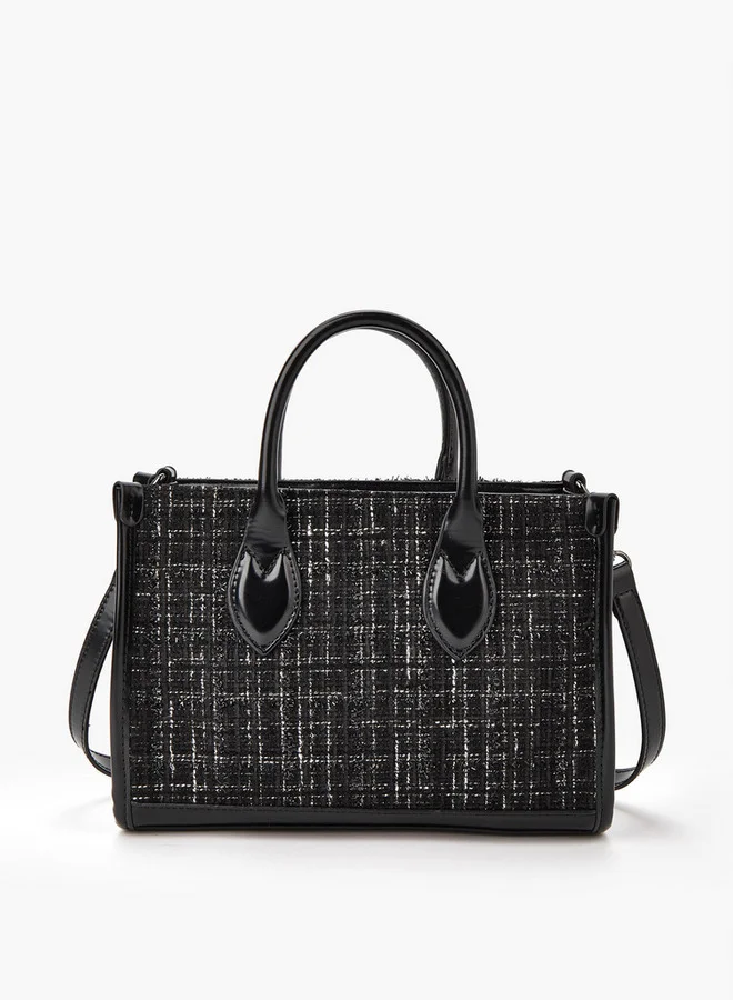 Flora Bella By Shoexpress Textured Tote Bag with Detachable Strap and Zip Closure