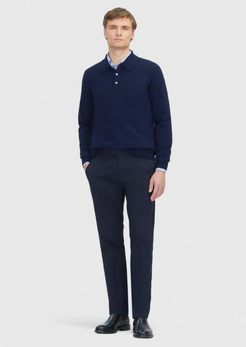 رامسي بنطال قطني مخلوط، أزرق داكن، بقصة عادية