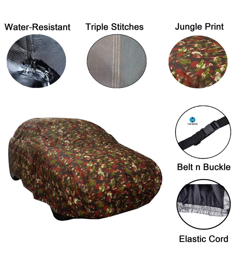 Auto Hub Car Cover Compatible with Hindustan Ambassador with Weather Proof, Triple Stitched, Ambassador Car Cover Jungle Look - Image 4