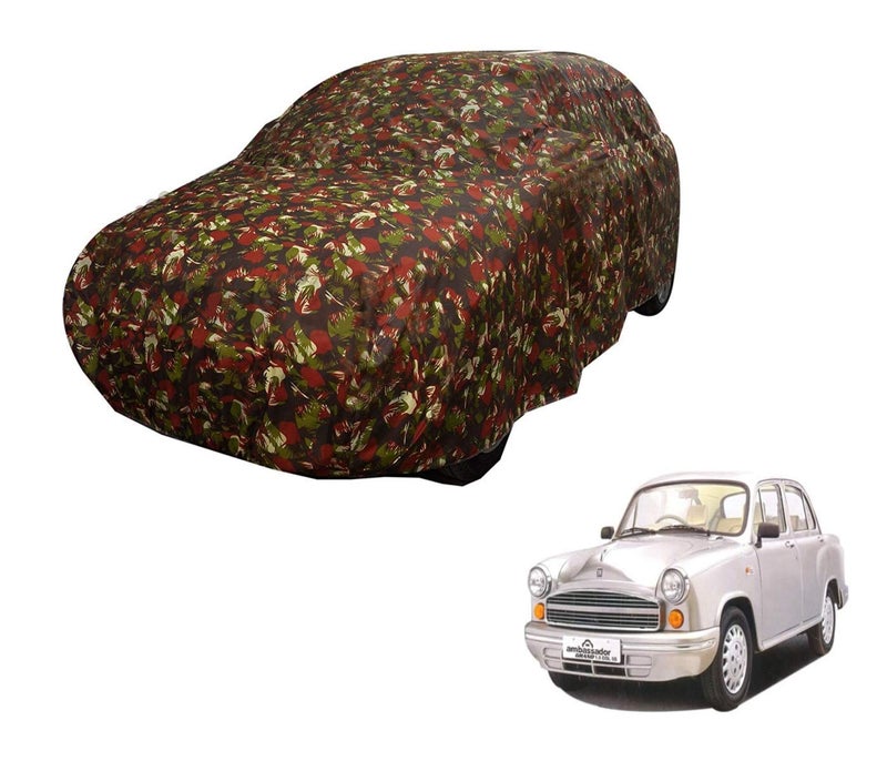 Auto Hub Car Cover Compatible with Hindustan Ambassador with Weather Proof, Triple Stitched, Ambassador Car Cover Jungle Look - Image 1