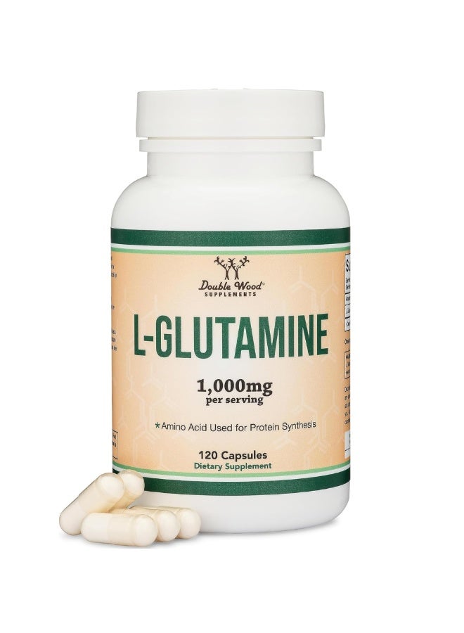 Double Wood Supplements L-Glutamine Capsules – 1000 mg Servings, 120 Capsules  Double Wood Supplements - Image 1