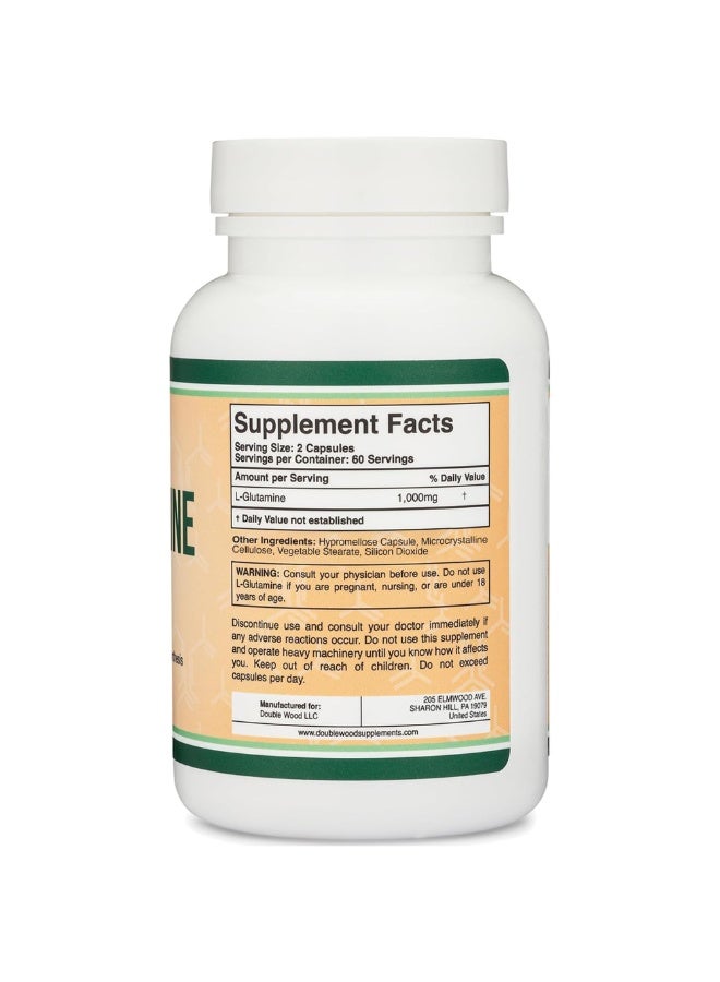 Double Wood Supplements L-Glutamine Capsules – 1000 mg Servings, 120 Capsules  Double Wood Supplements - Image 3