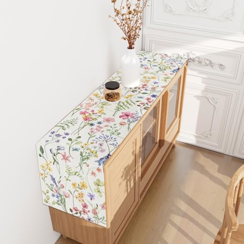 Jiudungs Watercolor Flowers Spring Table Runner Spring Summer Easter Flower Floral Home Kitchen Dining Room Table Decorations 13x72 Inch - Image 5