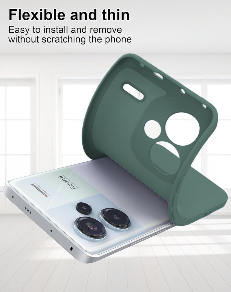 DIZORO Compatible with Mi Redmi Note 13 Pro Plus 5G Back Cover with Upgraded Square Edges for Camera Protection Shockproof Flexible Matte Liquid Silicone Mobile Phone Case (Forest Green) - Image 4