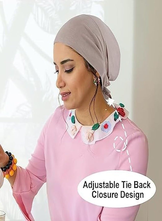 GUDOO 4 Pcs Women Hijab Undercap, Islamic Under Hijab Cap Inner Under Scarf Hat Hijab Cap with Tie Back Closure - Image 4