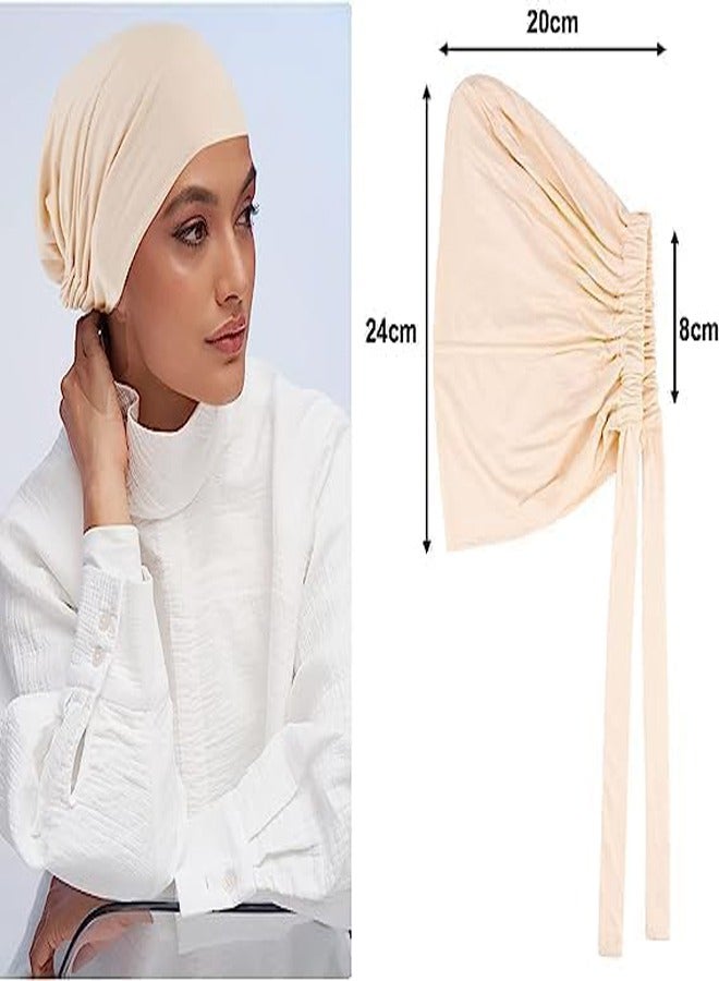 GUDOO 4 Pcs Women Hijab Undercap, Islamic Under Hijab Cap Inner Under Scarf Hat Hijab Cap with Tie Back Closure - Image 5