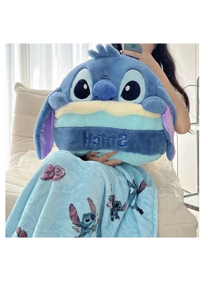 ستيتش طقم مخدة وبطانية للاطفال ناعمة بتصميم شخصية ستيتش الكرتونية  | طقم نوم وراحة فاخر | مثالية للقيلولة، السفر، وغرف الأطفال | خامة ناعمة ودافئة | أبعاد المخدة 50 سم , البطانية 110*160 سم - Image 1