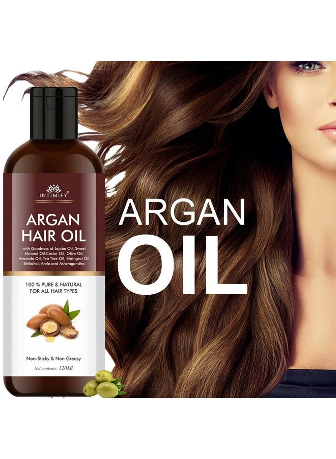 INTIMIFY Moroccan Argan Oil for Hair & Skin Care With Maha Bhringraj, Almond Oil, Castor Oil and Aloe Vera for Men and Women - 120ml - Image 3