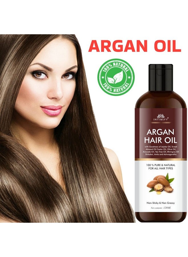 INTIMIFY Moroccan Argan Oil for Hair & Skin Care With Maha Bhringraj, Almond Oil, Castor Oil and Aloe Vera for Men and Women - 120ml - Image 4